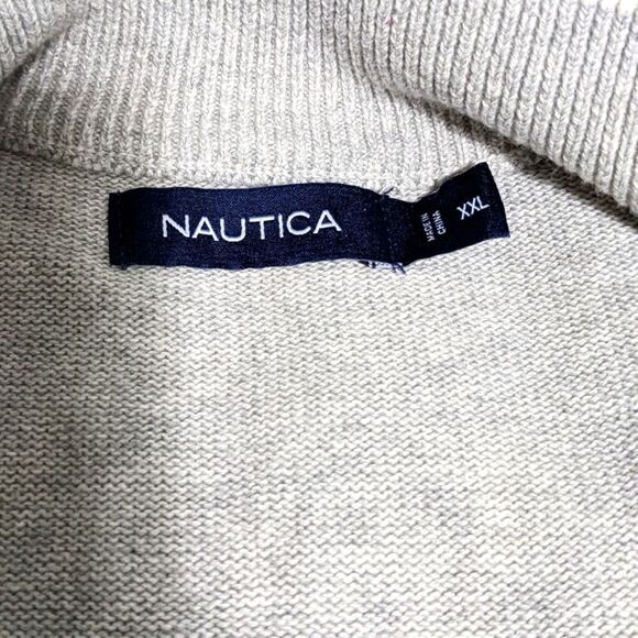 NWOT Nautica Men's Ash Grey 100% Cotton Zip-Up Long Sleeve Sweater - Picture 12 of 15